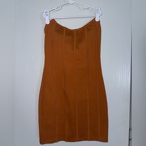 Showpo, burnt orange strapless dress. Size 2.